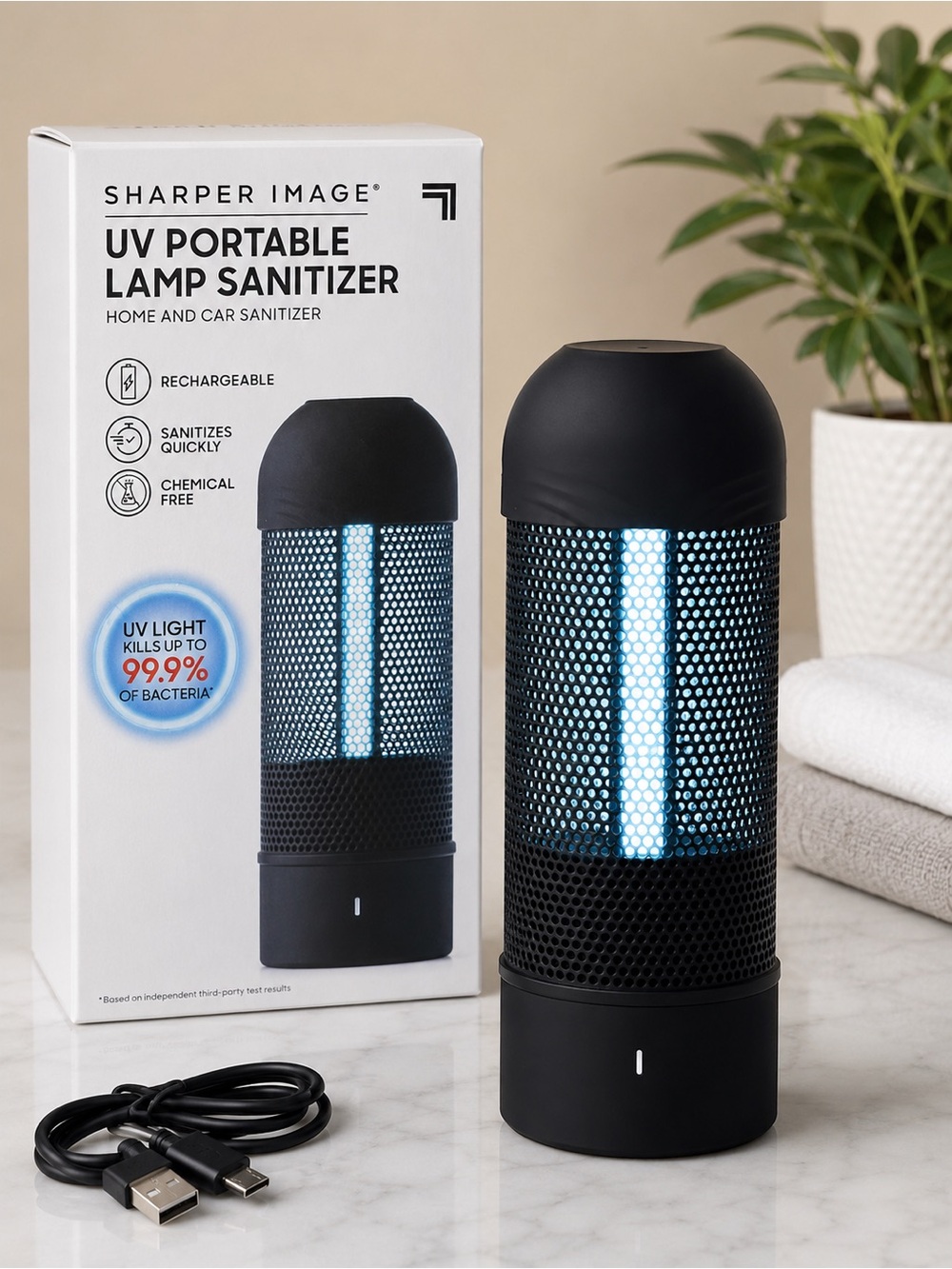 Sharper Image Black UV Portable Lamp Sanitizer